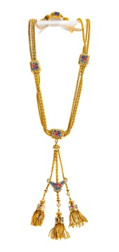18K Gold Victorian Triple Chain & Tassel Necklace
