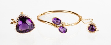 Ladies 14k Gold & Amethyst Jewelry