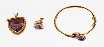 Ladies 14k Gold & Amethyst Jewelry