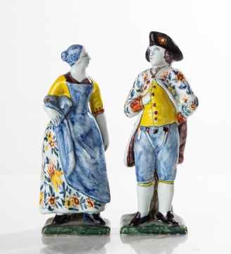Pair of 18th Century Delft Figurines
