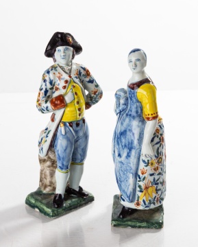 Pair of 18th Century Delft Figurines