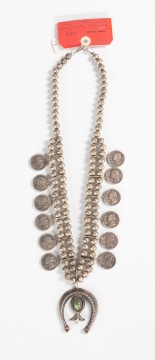 Navajo Silver Coin Squash Blossom Necklace