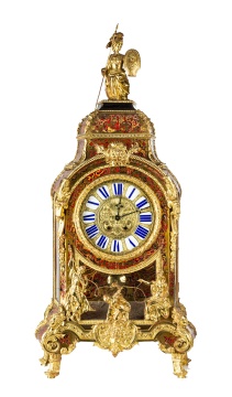 French Boulle Bracket Clock & Shelf