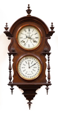 E.N. Welch Spring & Co. Wagner Double Dial Calendar Clock