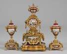 3 Pc. French Porcelain Clock Set