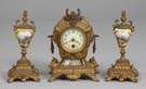3 Pc. French Porcelain & Bronze Clock Set