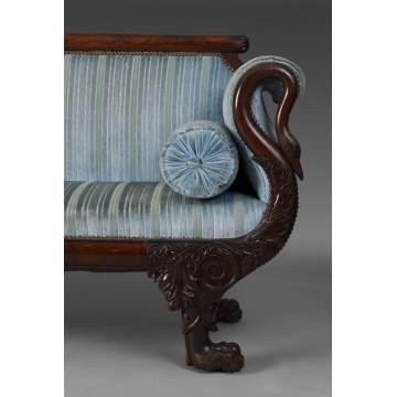 Carved Federal Sofa w/Swans & Paw Feet