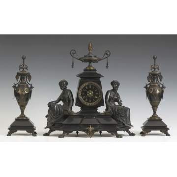 3 Pc. Victorian Shelf Clock Set.