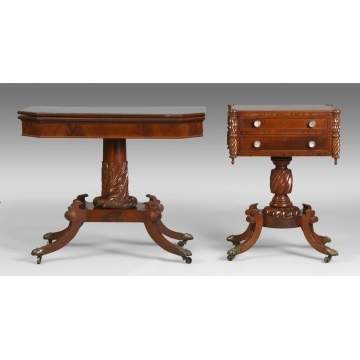 Philadelphia Federal Card Table & Sewing Stand, attr. To Joseph Barry