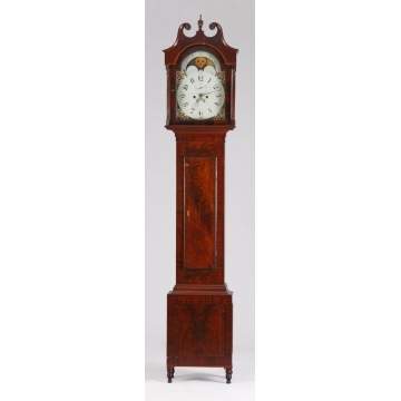 Figured Mahogany & Banded Inlaid Tall Case Clock