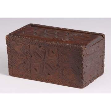 Early PA Chip Carved Pine Candle Box