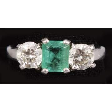 Diamond & Emerald Ring set in Platinum