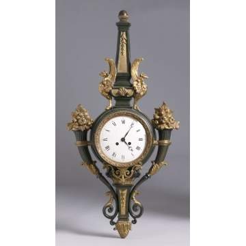 19th Cent. French Patinated & Gilt Bronze Wall Clock