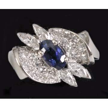 Diamond & Sapphire 14k White Gold Ring