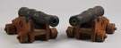 2 Small Cast Iron Cannons on Wood Frames