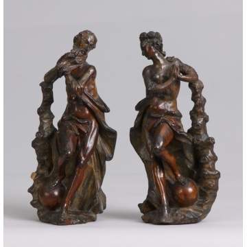 Pair of 18th Cent. Italian Carved Wood Figures