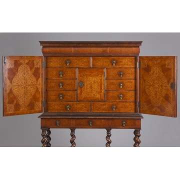 William & Mary Style Inlaid Hayden Cabinet on Stand