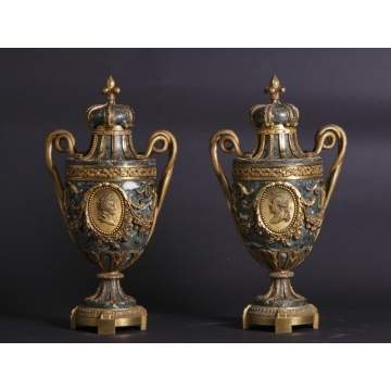 Pair of French Portrait Urns
