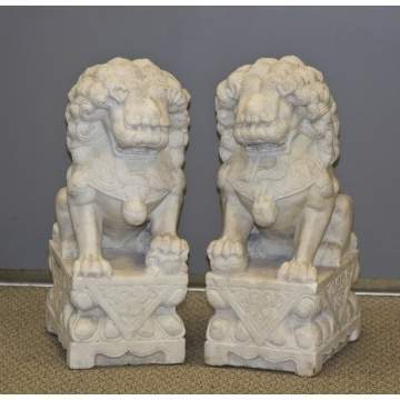 Carved Marble Foo Dogs