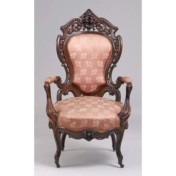 J & J.W. Meeks Carved Rosewood Parlor Chair 