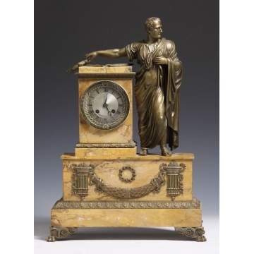 French Empire Marble & Bronze Julius Cesar Clock