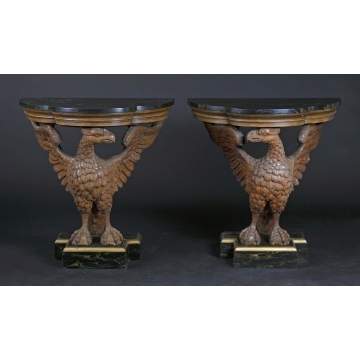 Pair of Carved Eagle Side Tables