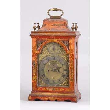 George III Red Chiseree Decorated Bracket Clock, by William Creak, London (1754-1763)