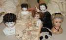 3 Dolls & 2 Doll Heads