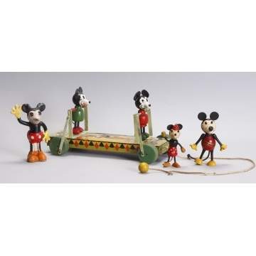 Group of Mickey Mouse Figures & Pull Toy