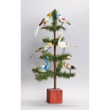 6 Hand Blown & Painted Glass Bird Ornaments