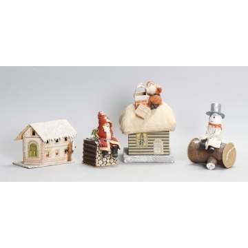 Group of 4 German Paper Mache Christmas Candy Containers