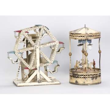 German Tin Musical Clockwork Ferris Wheel & Musical Wind-Up