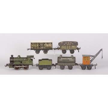 Bing Lithographed Tin Clockwork Train Set