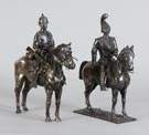 2 Continental Military Soldiers on Horseback, 800 Silver