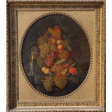Unsgn. 19th Cent. Still Life of Fruit w/wine glass