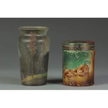 Handel Teroma Chipped Ice Scenic Vase and Handel Humidor