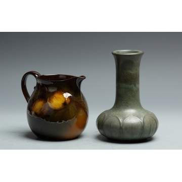 Rookwood, Edward Diers, Pitcher w/Apples and Hampshire Gourd Shaped Matte Finish Vase