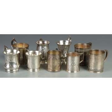 Group of 9 Silver Children's Cups