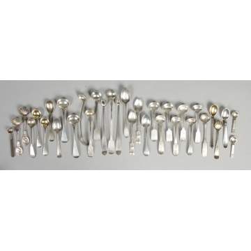 Group of coin silver salt spoons
