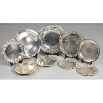 Group of silver plate serving trays