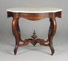 Rosewood Turtle-top Marble Table	