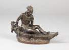 Sgn. Ducholselle Patinated Bronze Indian in Canoe
