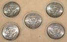 5 - 1964 Silver Half Dollars