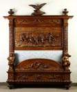 Luigi Frullini (Florence, 1839-1897) Monumental Victorian Masterfully Carved Walnut Bed
