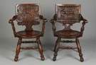 2 Carved Oak Pub Chairs