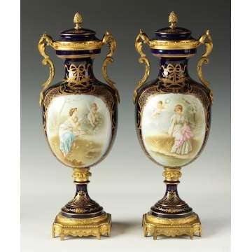 Pair of Sevres Covered Urns