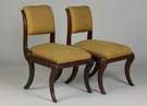 Pair of Empire Style Mahogany Side Chairs w/Similar Footstools