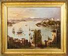 19th Cent. O/C "Constantinople, The Seraglio Point" Near Eastern Harbor w/Mountains
