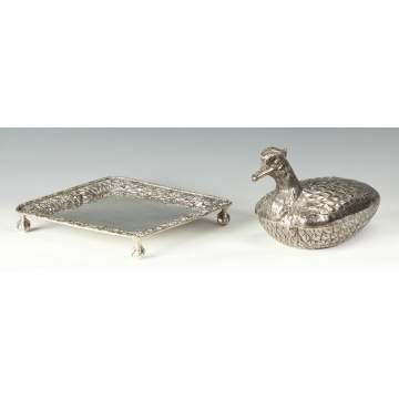 Sterling Tray & Mexican Silver Bird