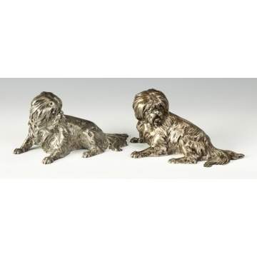 Pair of Silver Plated Shih Tzu Dogs